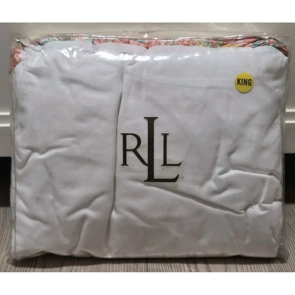 Ralph Lauren KING Bedskirt Jamaica Paisley Coral 100% Cotton New *Read*